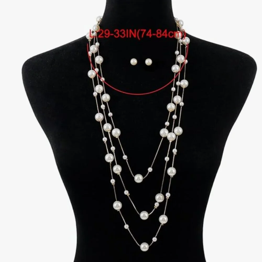 Pearl Earrings and Necklaces Set